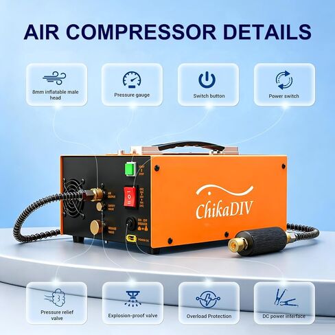 PCP Air Compressor 4500Psi, Fast Fill for Airguns or Paintball Tank, PCP air pump Auto Shut-Stop, Dual Power Dual Power 12V DC &110V/220V AC,350W Air Compressor for scuba tank in Kuwait