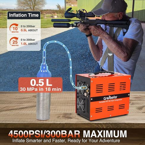 PCP Air Compressor, Portable 4500Psi / 30Mpa Pump, Supports 12V DC or 110V / 220V AC, Oil/Water-Free for Paintball, Air Rifle, Airguns, HPA Tanks in Kuwait