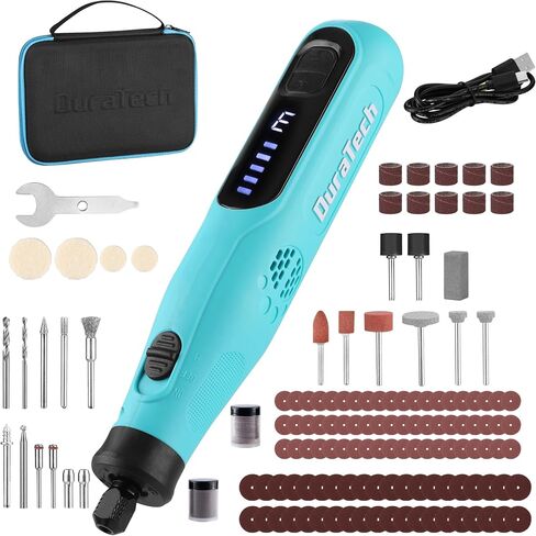 DURATECH 3.6V Cordless Rotary Tool Kit, Lightweight Power Rotary Tool with 135PC Accessories, Type-C Rechargeable, 6 Variable Speed for Sanding, Polishing, Carving, Cutting, Drilling and DIY Crafts in Kuwait