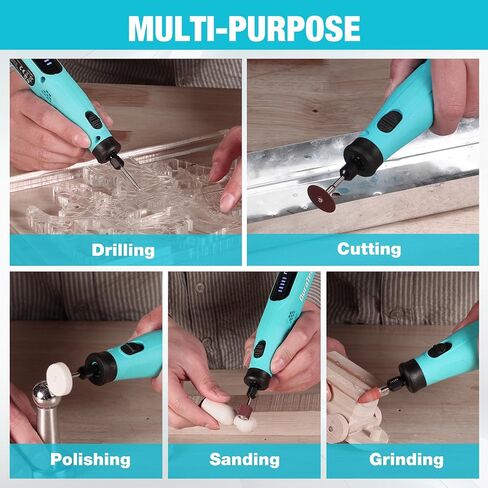 DURATECH 3.6V Cordless Rotary Tool Kit, Lightweight Power Rotary Tool with 135PC Accessories, Type-C Rechargeable, 6 Variable Speed for Sanding, Polishing, Carving, Cutting, Drilling and DIY Crafts in Kuwait