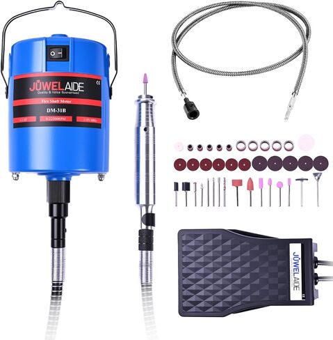 Flex Shaft Grinder Rotary Tool Kit - Variable Speed Electric Grinder w/Flexible Shaft, Foot Pedal Control & Ergonomic Handpiece - Jewelry Polishing, Carving, Cutting, Grinding & Engraving in Kuwait