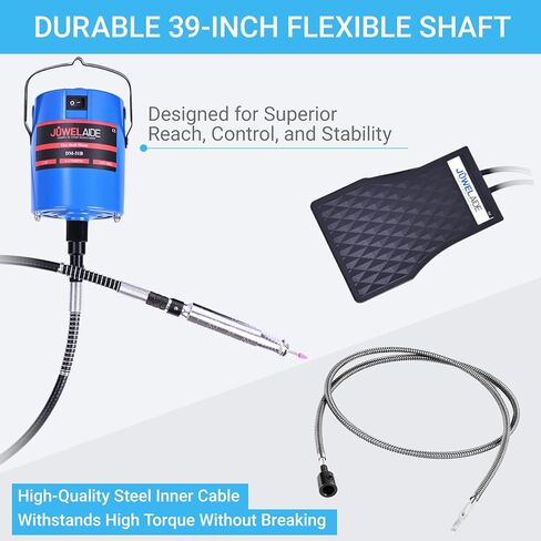 Flex Shaft Grinder Rotary Tool Kit - Variable Speed Electric Grinder w/Flexible Shaft, Foot Pedal Control & Ergonomic Handpiece - Jewelry Polishing, Carving, Cutting, Grinding & Engraving in Kuwait