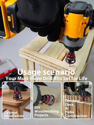 9PCS Countersink Drill Bit Set, 5PCS Two Flute Counterbore TCT Alloy HSS M2 Countersink Bit with Depth Stop Collar, Adjustable Counter Sink Bits for Wood Plywood and MDF DIY in Kuwait