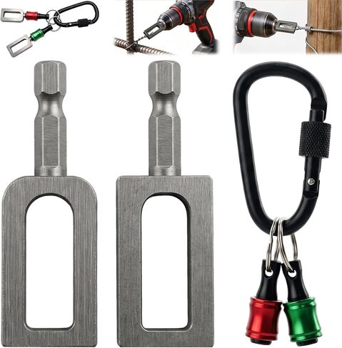 Plman 2PCS Wire Twister Tool for Drill with 2PCS Screwdriver Bit Holders and 1PC Keychain, Fence Wire Twisting Tool with 1/4" Hex Shank for Rebar Tying, Fencing, Garden and Cable Bundling in Kuwait