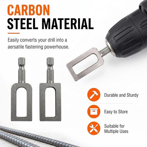 Plman 2PCS Wire Twister Tool for Drill with 2PCS Screwdriver Bit Holders and 1PC Keychain, Fence Wire Twisting Tool with 1/4" Hex Shank for Rebar Tying, Fencing, Garden and Cable Bundling in Kuwait