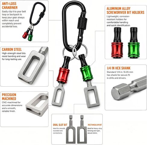 Plman 2PCS Wire Twister Tool for Drill with 2PCS Screwdriver Bit Holders and 1PC Keychain, Fence Wire Twisting Tool with 1/4" Hex Shank for Rebar Tying, Fencing, Garden and Cable Bundling in Kuwait