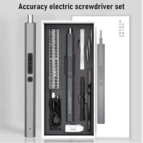YWBL-WH Rechargeable Cordless Kit, Magnetic Lightweight Electric with 40 CRV Bits, LED Light for Woodworking, DIY, CW CCW Rotation in Kuwait
