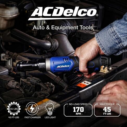 ACDelco G12 Series 12V Cordless Power Tool Combo Kit: 1/4" Hex Brushless Impact Driver (170 Nm) & 3/8" Ratchet Wrench (45 Ft-lbs) with 2.0Ah Li-ion Battery and Intelligent Fast Charger - ARI12185-K1 in Kuwait