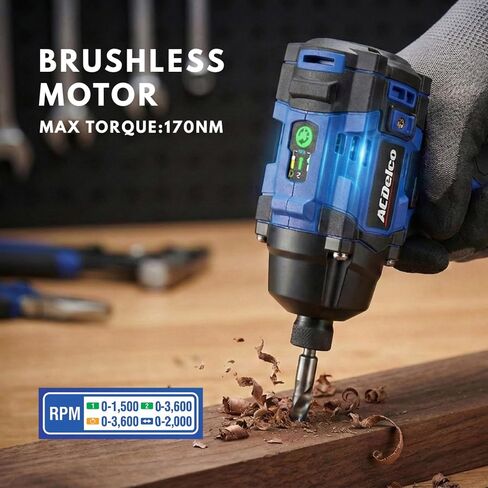 ACDelco G12 Series 12V Cordless Power Tool Combo Kit: 1/4" Hex Brushless Impact Driver (170 Nm) & 3/8" Ratchet Wrench (45 Ft-lbs) with 2.0Ah Li-ion Battery and Intelligent Fast Charger - ARI12185-K1 in Kuwait