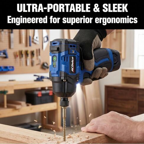 ACDelco G12 Series 12V Cordless Power Tool Combo Kit: 1/4" Hex Brushless Impact Driver (170 Nm) & 3/8" Ratchet Wrench (45 Ft-lbs) with 2.0Ah Li-ion Battery and Intelligent Fast Charger - ARI12185-K1 in Kuwait