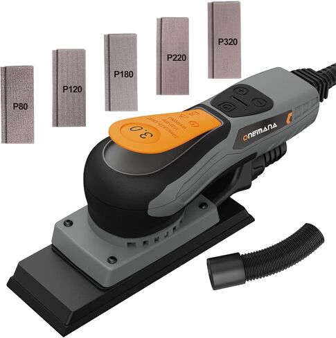 Sheet Sander 350W Brushless by ONEMANA, Square Base Orbital Sander with 6 Variable Speed, Electric Palm Sander with Dust Collection, Low Vibration for Woodworking Corners & Edges in Kuwait