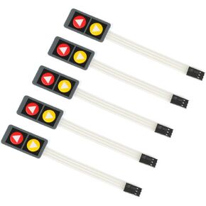 JESSINIE 5Pcs 1x2 2 Key Membrane Switch MG001F 2-Key Array Membrane Switch on Off Display Microcontroller Extended Keyboard 3Pin Dupont DIY Red Yellow with Symbol 40x20x0.8mm