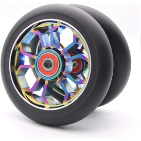 2Pcs Replacement 100 mm Pro Stunt Scooter Wheel with ABEC 9 Bearings Fit for MGP/Razor/Lucky Pro Scooters (Blue)