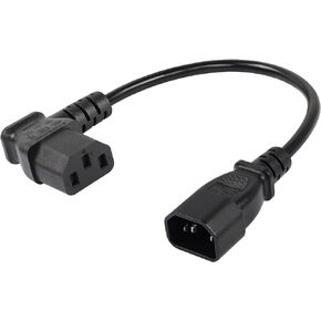 CERRXIAN 40cm Left Angle IEC 320 C13 to C14 Power Cable, 90 Degree C14 Male to C13 Female PDU Power Supply Extension Cord for Monitors,Computers,Etc(Lc13-c14)