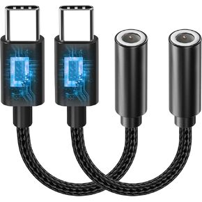 USB Type C to 3.5mm Adapters, USB C to Aux Audio Dongle Cable Cord Headphones Jack Compatible with iPhone 15 Pro Max/15 Pro/15 Plus,Samsung Galaxy S and Note Series, Pixel, iPad and MacBook