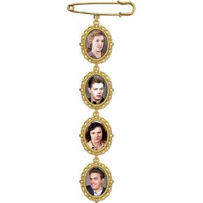 Wedding Bouquet Memorial Remembrance Photo Charm Bright Gold Holds 4 Pictures for Bride's Flowers or Groom's Boutonniere with Photo Resizer