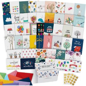 Dessie 110 Large All Occasion Greeting Cards Assortment with Envelopes and Gold Seals. Includes Birthday, Sympathy, Thinking Of You, Holiday Cards in Organizer Box.