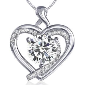 Luxylle Moissanite Diamond Sterling Silver Necklace Gift for Women, Wife Girlfriend Birthday Anniversary Mother Wedding Present, Certified Moissanite Pendant Gift for her