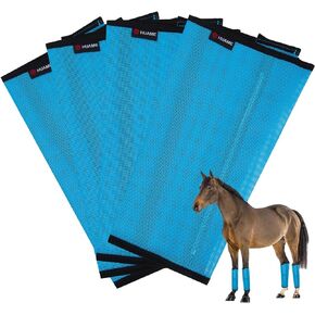 مجموعة من 4 أحذية طيران للخيول، تصميم شبكي بلاستيكي مسامي، لوازم الحصان لتقليل الدوس وتلف الحافر وتعب الساق (أزرق مائي) in Kuwait