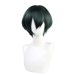 Shancon Anime Mai Zenin Wig Dark Green Short Curly Party Hair Halloween Cosplay Props Accessory Women