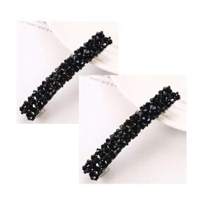 2Pcs Black Hair Clips Handmade Rhinestone Barrettes Metal Hair Holders Clips and Barrettes Hair Clips for Women Girls Headwear Styling Accessorie, Black Hair Clips