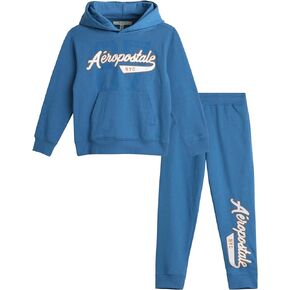 طقم بدلة رياضية للأولاد من AEROPOSTALE - قطعتان من سويت شيرت بغطاء للرأس من الصوف وبنطلون رياضي - طقم بنطال متطابق للأولاد (4-12)