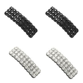 4Pcs Black and Sliver Rhinestone Snap Hair Clips Shining Crystal Clips Rectangular Hairpins Korean Barrettes Hair Accessories for Party Wedding Daily Girls Hair Decorative，Clips and Barrettes