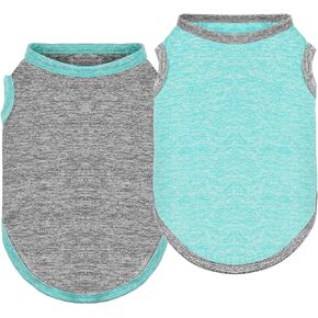 2PCS Summer Dog Tank Top Puppy Quick Dry Sleeveless Vest Stretchy Cotton Dog Shirt Outfits for Small Middle Large Size Dog (Purple+Pink) XL