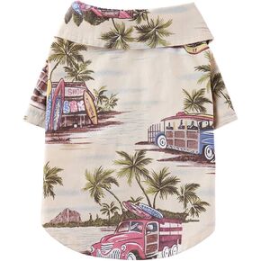 Tangpan Summer Pet Daisy Hawaiian Beach قمصان مطبوعة منقوشة ملابس للكلاب بيج XL