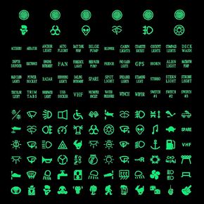 TOMALL 132pcs Centre Console Switch Luminous Stickers for Car Night Safety Luminous Decals Circuit Panel Label Glow in The Dark Accessories for Boat Trailer Car Headlight Control GPS
