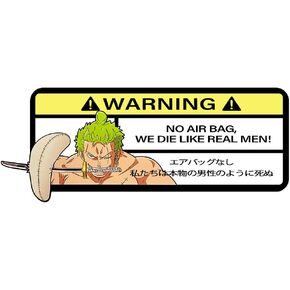 EARLFAMILY 5.1'' for Cartoon Car Sticker AIRBAG Warning Anime Decal Car Accessories Swordman Stickers Bumper Sun Visor Decor
