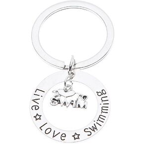 Infinity Collection Swim Keychain, Live Love Swimming Jewelry, Swimmer Jewelry for Swimmers & Swim Teams
