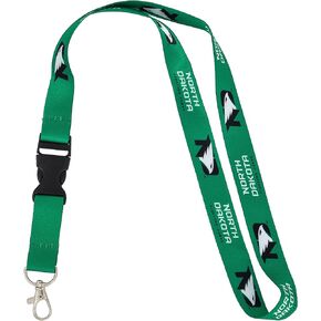 Desert Cactus University of North Dakota Lanyard Fighting Hawks UND Hawkey Car Keys ID Badge Holder Keychain Detachable Breakaway Snap Buckle (Green)