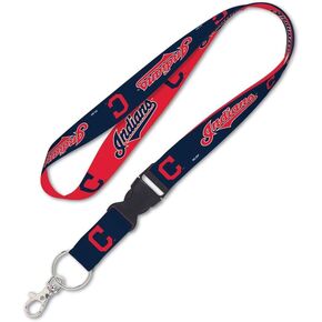 WinCraft Indians Navy and Red Lanyard with Detachable Buckle, 1"