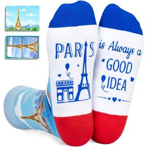 HAPPYPOP Paris Gifts Frenchie French France Travel Gifts for Women Men, Paris Frenchie France Socks Travel Socks