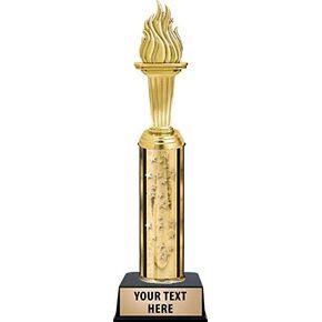Crown Awards Torch Emblem Trophies - Gold Stars Torch Emblem Trophy with Custom Engraving Prime