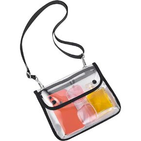 Lyingflat Clear Purse معتمدة على الاستاد، حقيبة شفافة مع أزرار مغناطيسية، حقيبة كروس شفافة للمدرسة والحفلات الرياضية والسفر والعمل - أسود in Kuwait