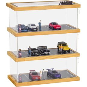 1/64 Scale Hot Wheels Display Case 3-Tiers Diecast Car Garage Display Case 15 Parking Space Model Car Show Case with Acrylic Cover