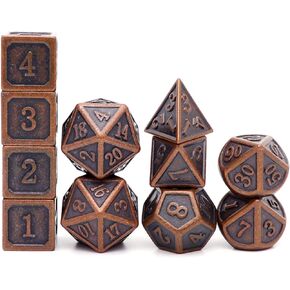 Haxtec 11PCS Bloodstained Metal DND Dice Set Blood Polyhedral D&D Dice for Dungeons and Dragons Gift TTRPG Antique Metal DND 5e Dice Set