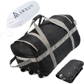 Foldable Duffel Bag with Wheels, 85L Large Handle Carry on Storage Rolling Wheeled Bag for Travel Sports Camping Weekend Overnight