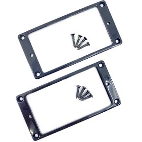 ALS Flat Metal Mounting Ring Set of 2 with Screws - Black Colour Solid Brass for Humbucking Pickups - Humbucker pickup Frames/Brackets for Ibanez etc.