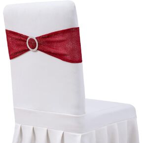 Eternal Beauty Set of 50 Silver Chair Sashes Glitter Chair Band Spandex Chair Sashes for Folding Chairs Wedding