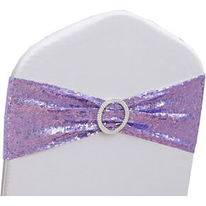 gankar على الوجهين الفضة الترتر دنة كرسي الزنانير 50 ​​حزمة لحفل زفاف عيد الميلاد حفلة عيد ميلاد الديكور، أوشحة فضية للكراسي مع أبازيم مستديرة لديكور الكراسي in Kuwait