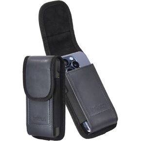 BELTRON Leather Phone Holster with Belt Clip, Universal Pouch for iPhone 14/15 Pro Max, iPhone 15 Plus, Galaxy S23 S24 Plus/Ultra, ZFold, Pixel Fold (Belt Loop, Metal Belt Clip & Dual Magnet Closure)