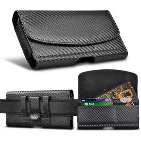 Large Phone Holster for Motorola Moto G Stylus 5G G Power G Pure G Play One 5G Ace Edge 2022 PU Leather Belt Case with Belt Clip Cell Phone Belt Holder Pouch, Black