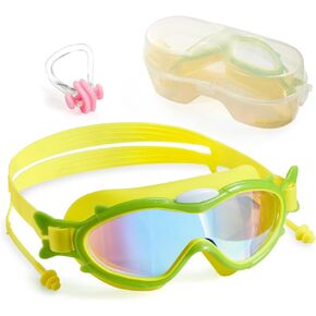YLYUELANG Kids' Swimming Goggles, No Leaking Anti-Fog UV Protection, 180° Wide View Clear Vision Pool Goggles