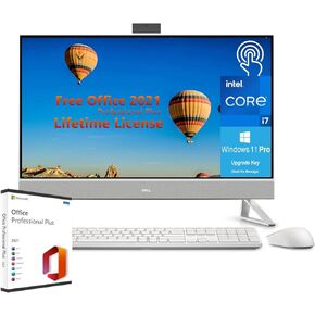 Dell Inspiron 5410 All in One - 23.8-inch FHD (1920 x 1080) Touchscreen Display, Intel Core i3-1215U, 8GB DDR4 RAM, 256GB SSD, Intel UHD Graphics, Intel Wi-Fi 6E, Windows 11 Home - White