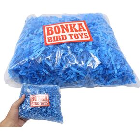 Bonka Bird Toys Colored Crinkle Shred Paper Chew Forage Nesting Treat Natural Multi-Use Craft Part Projects Cockatiels Parakeets Conures Amazons and Other Similar Birds (Blue)