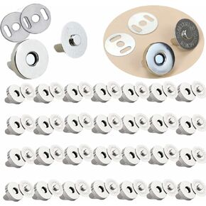 DZTIAN 50 Sets 14mm Silver Magnetic Button Clasp Snaps Great for Sewing Craft Leather Clothes Purses Bags with Washer Nickel