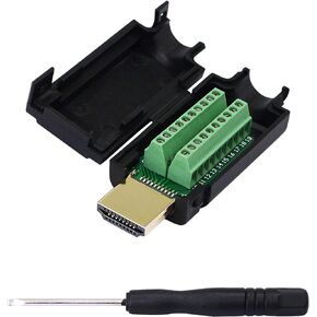 SinLoon HDMI Solderless Adapter Gold Plated HDMI Extension Cable Connector Signals Terminal Breakout Board Free Welding Connector with Plastic Cover Screwdriver